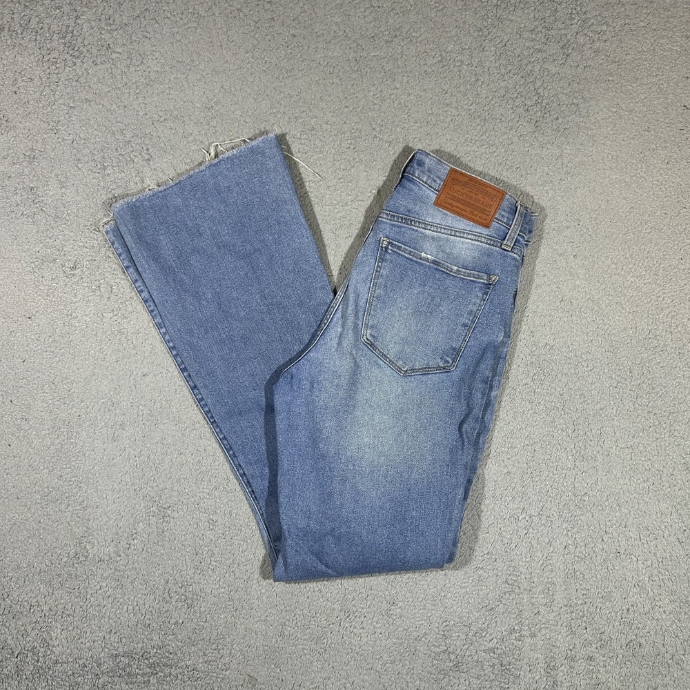 Lucky Brand Stevie High Rise Flare Jeans Womens 8/29R Raw Hem Faded #4079
